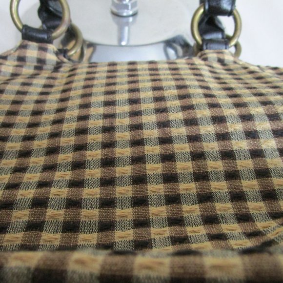 Longaberger Homestead Small Tote Brown & Tan Check Satchel - Picture 4 of 12